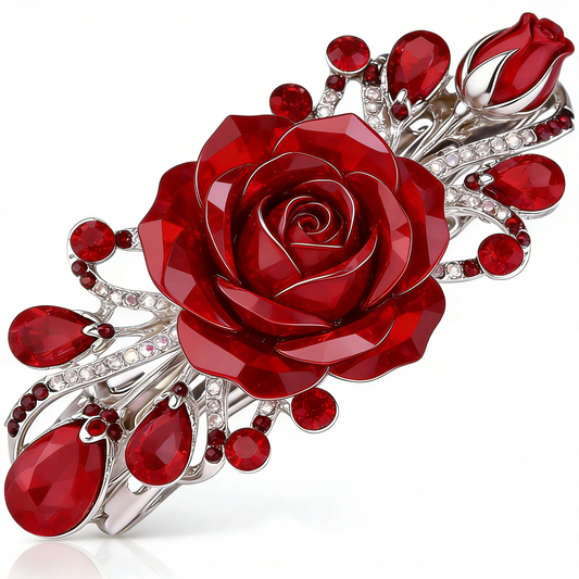Red Rose Crystal Hair Clip