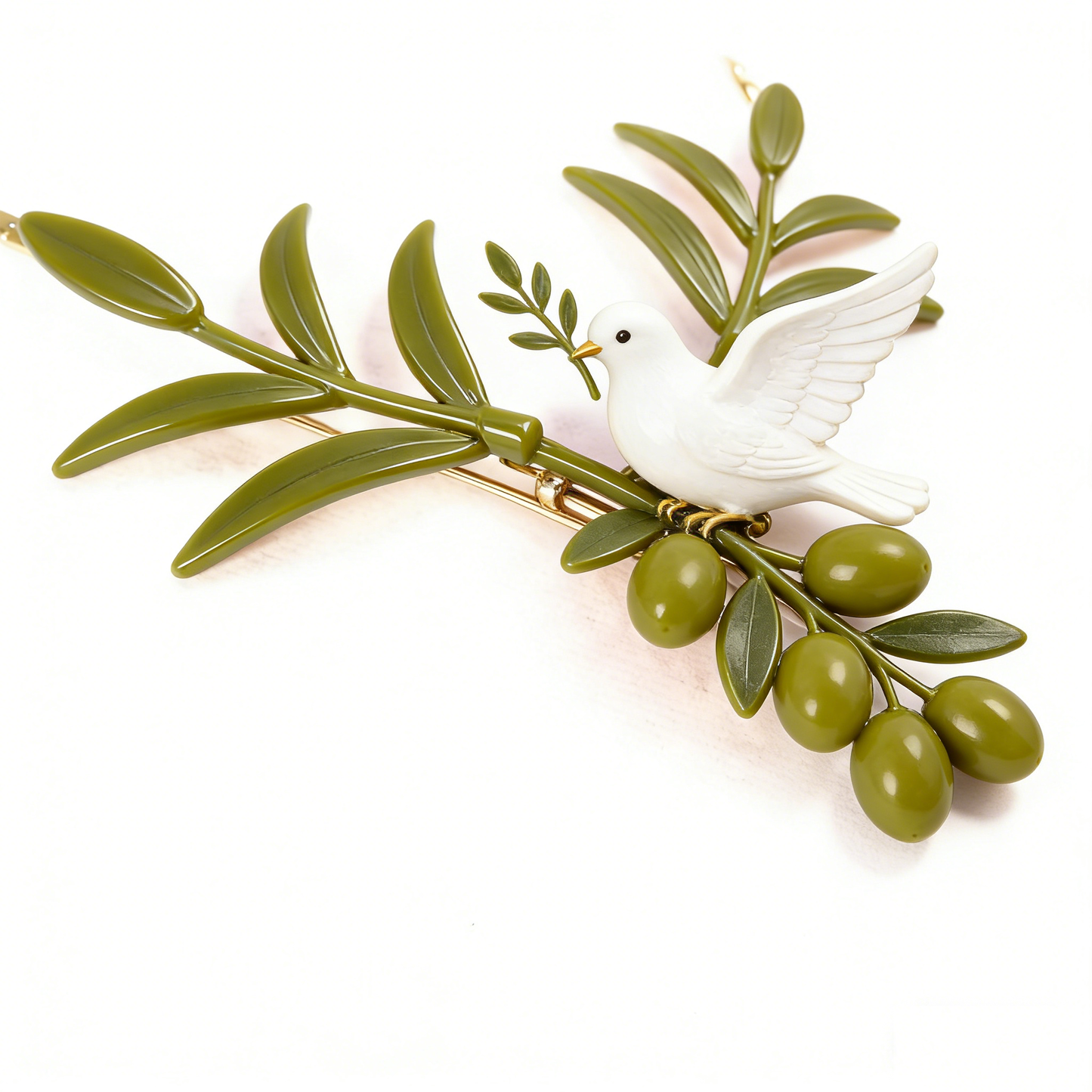 Peace Dove Olive Branch Hair Clip