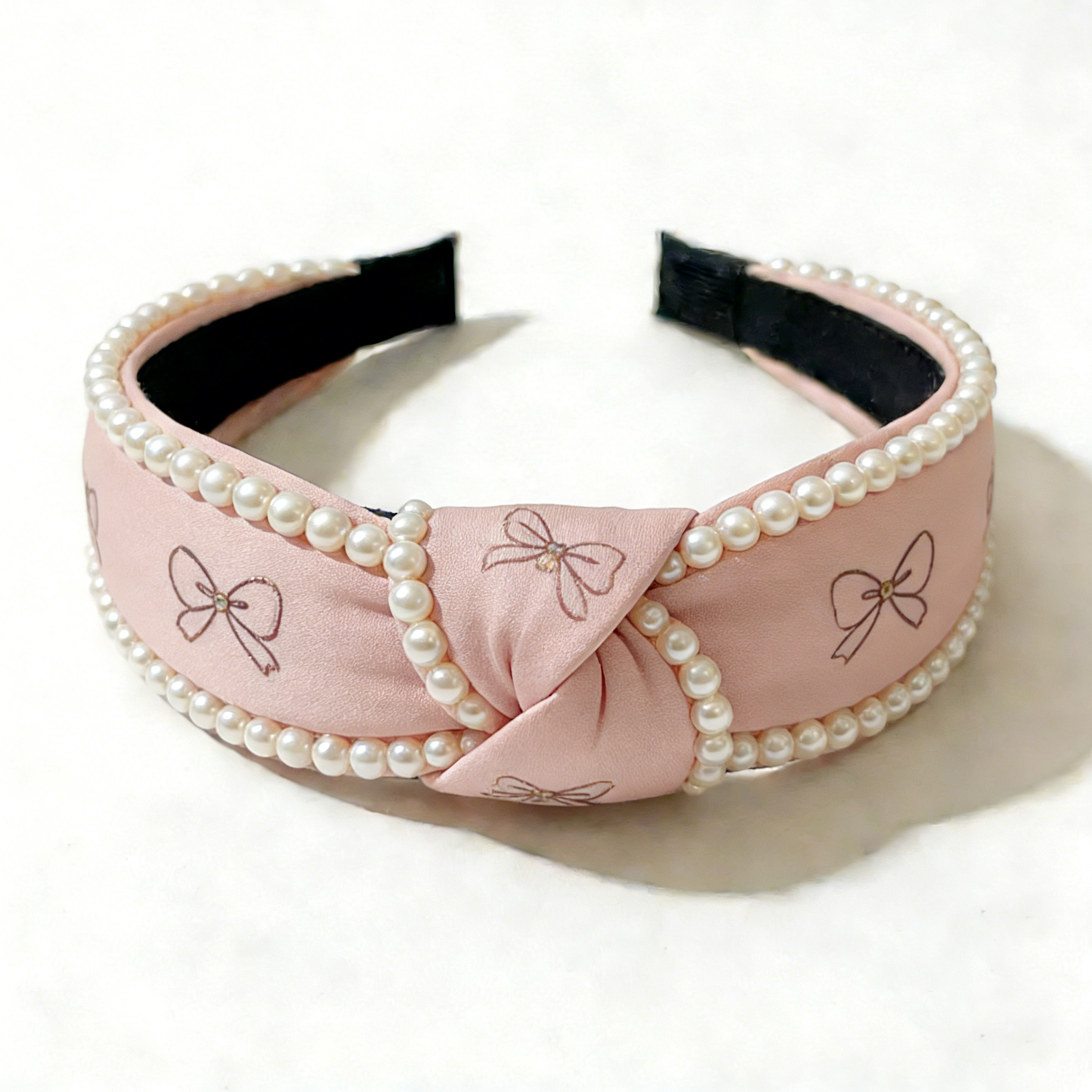 Pink Pearl Bow Headband