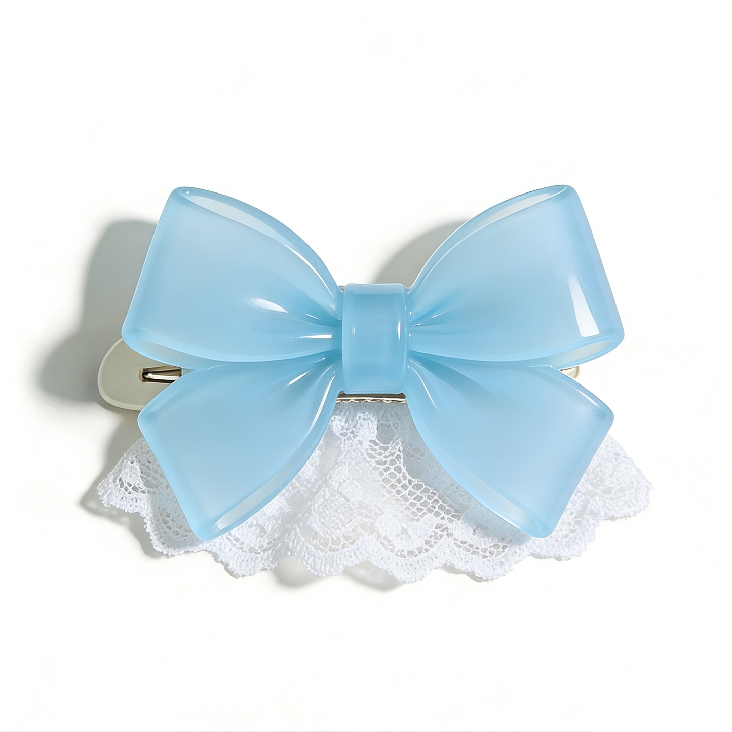 Light Blue Bow Lace Hair Clip