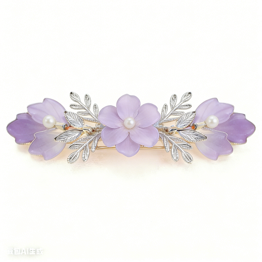 Purple Floral Branch Hair Clip