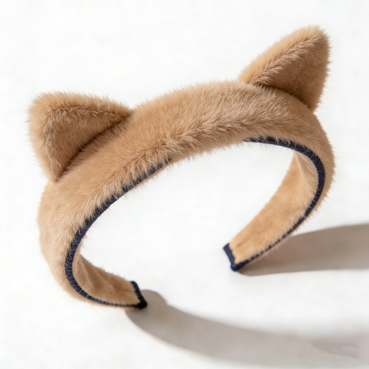 Tan Cat Ear Fur Headband