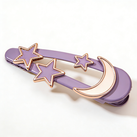 Purple Star & Moon Hair Clip