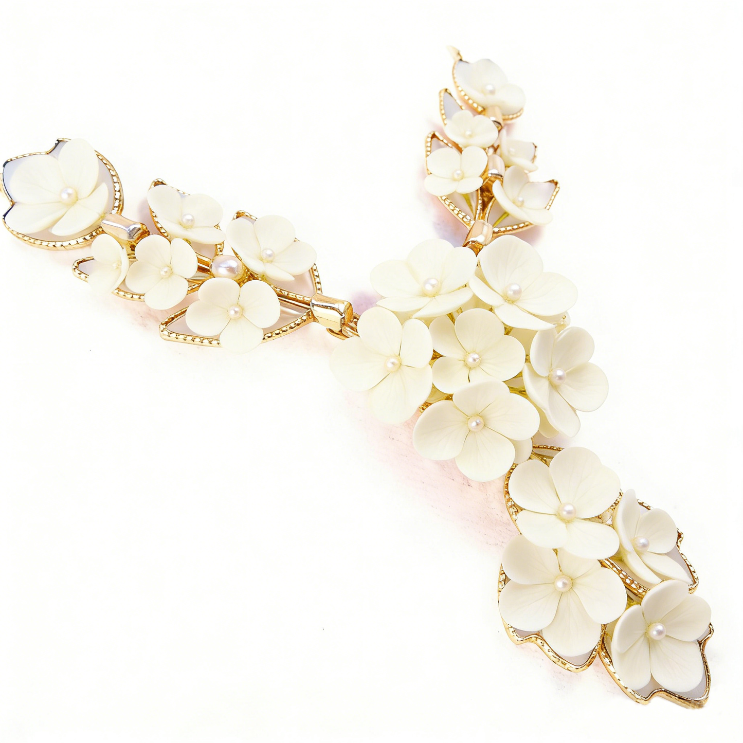 White Flower Branch Hair Clip