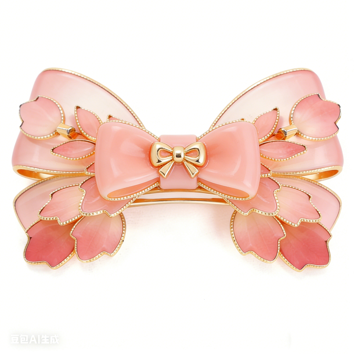 Pink Cherry Blossom Bow Hair Clip
