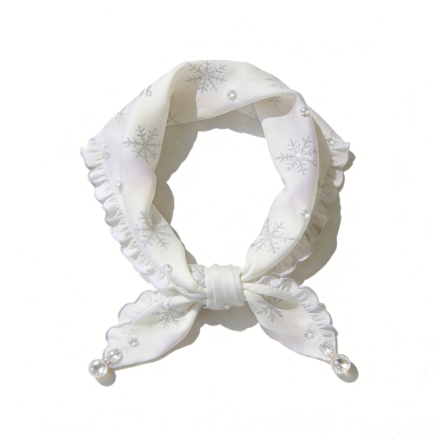 White Satin Snowflake Crystal Headband