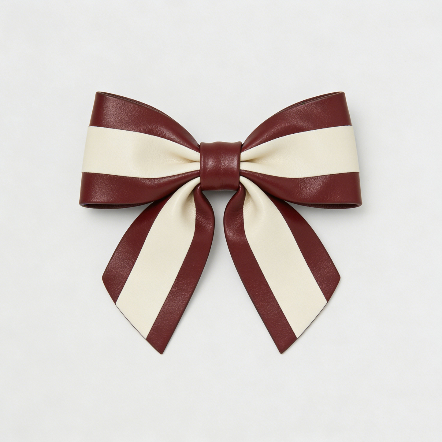 Burgundy Stripe Bow Clip