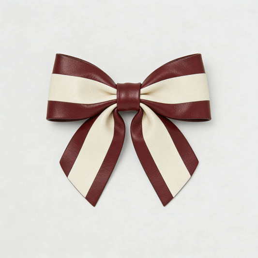 Burgundy Stripe Bow Clip