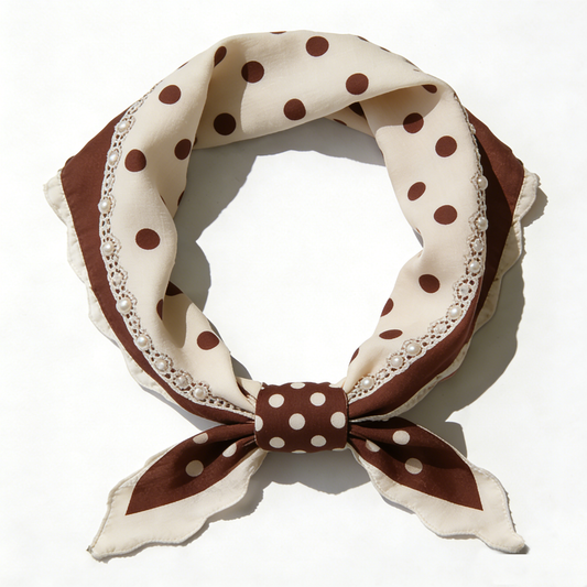 Brown & Cream Polka Dot Pearl Headband