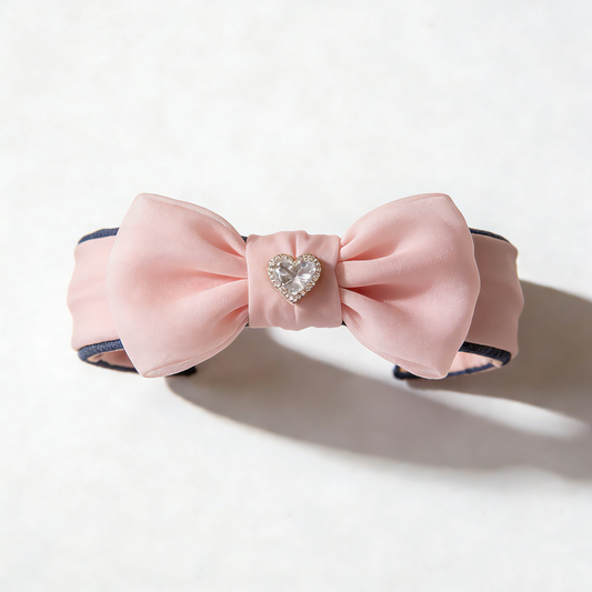 Pink Bow Heart Crystal Headband