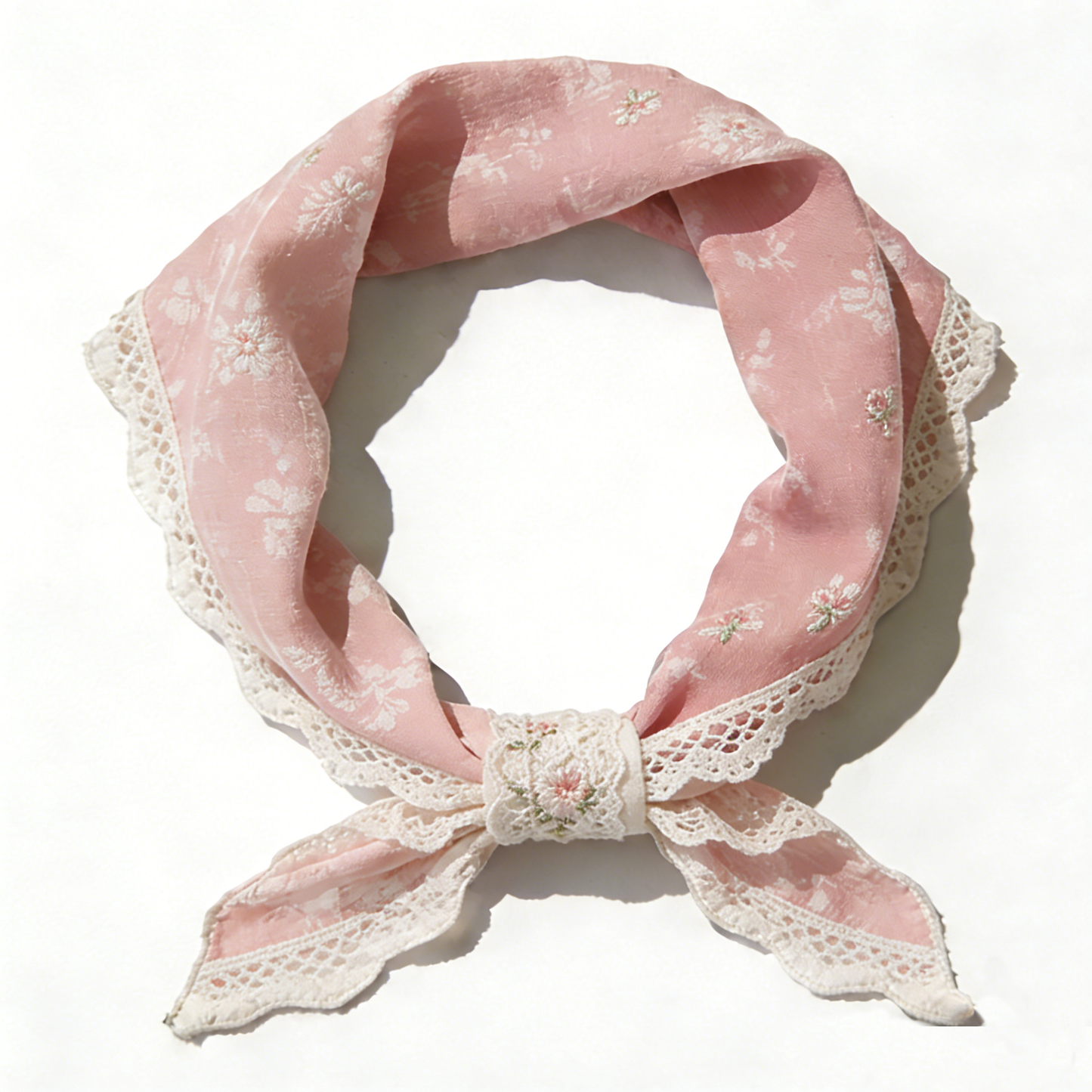 Pink Floral Lace Scarf