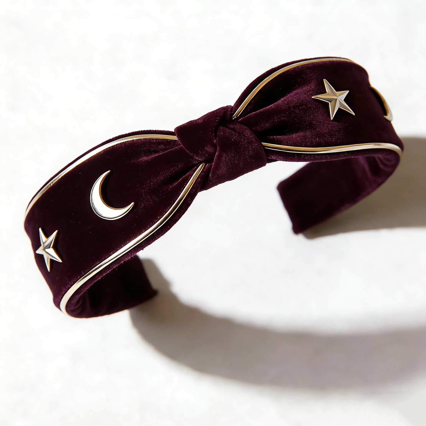 Burgundy Velvet Moon & Star Headband
