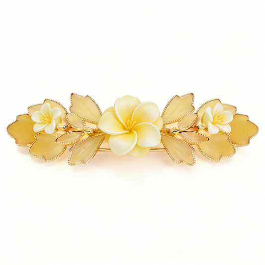 Yellow Flower Gold Hair Clip