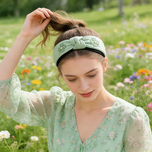 Green Clover Knotted Headband