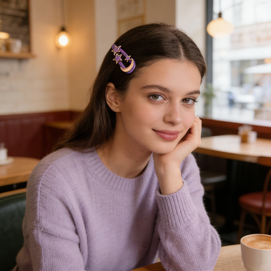 Purple Star & Moon Hair Clip