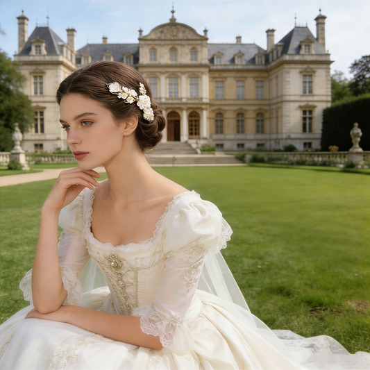 White Flower Branch Hair Clip