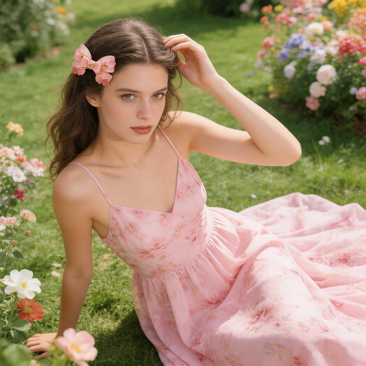 Pink Cherry Blossom Bow Hair Clip