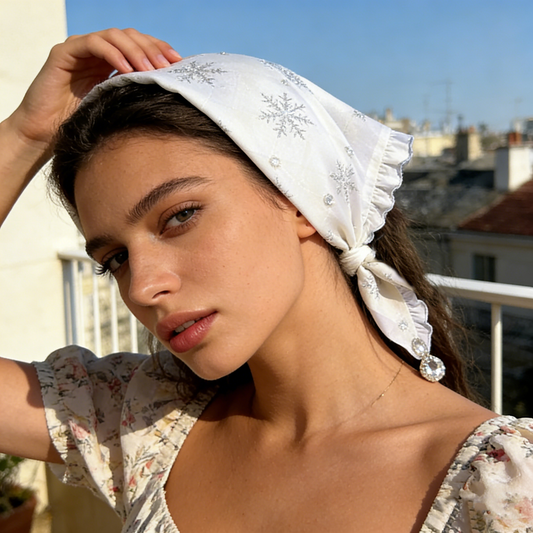 White Satin Snowflake Crystal Headband