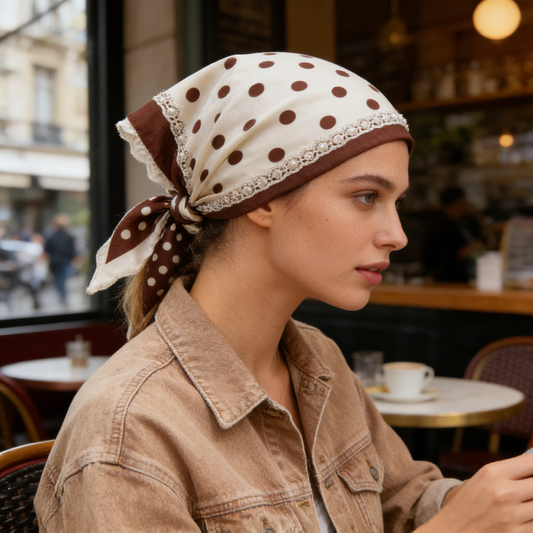 Brown & Cream Polka Dot Pearl Headband