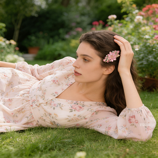 Pink Sakura Crystal Hair Clip