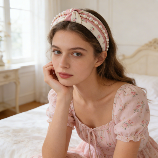 Floral Pearl Twisted Headband