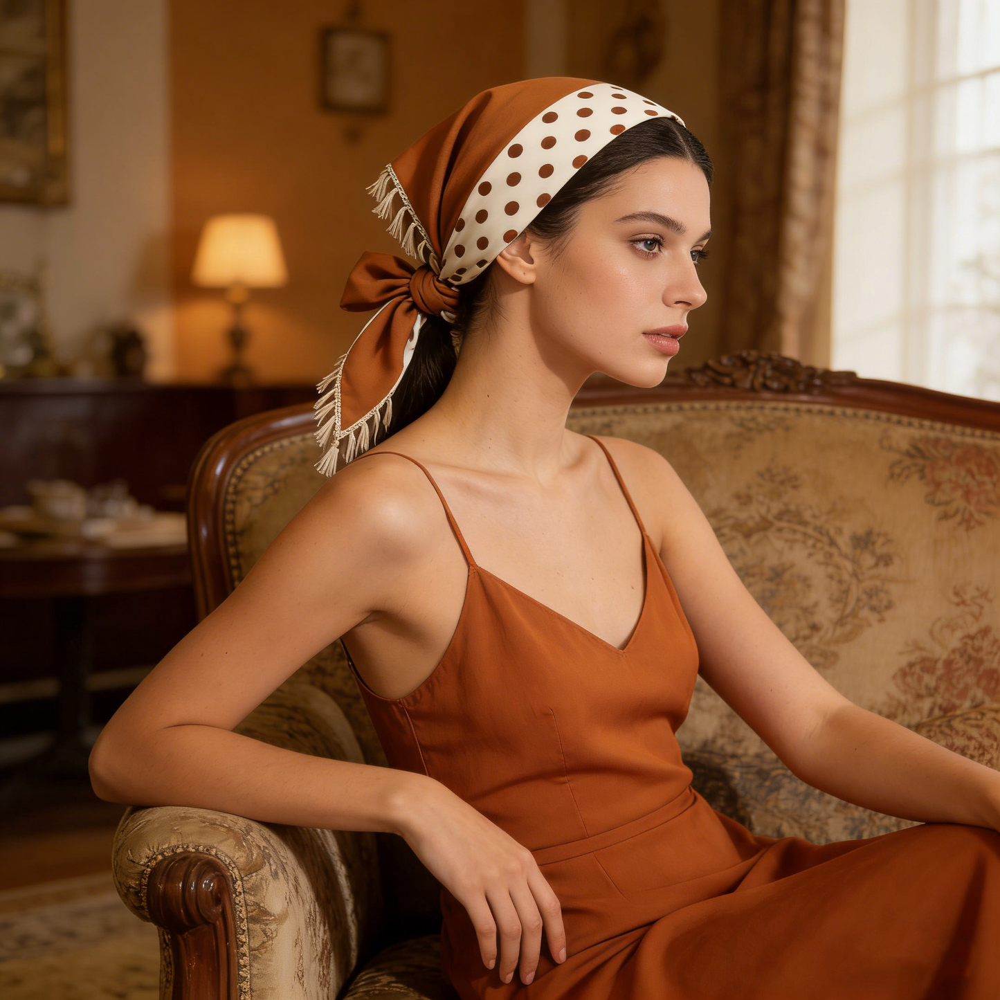 Polka Dot Tassel Headscarf