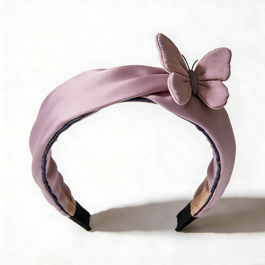 Pink Satin Butterfly Headband