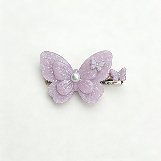 Purple Glitter Butterfly Hair Clip