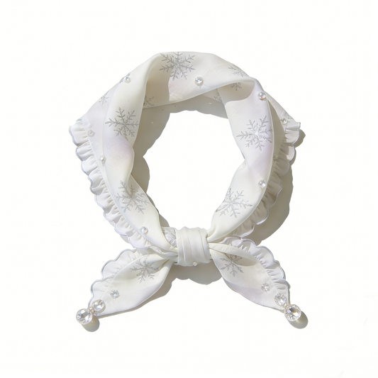 White Satin Snowflake Crystal Headband