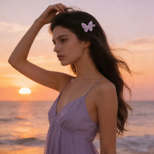 Purple Glitter Butterfly Hair Clip