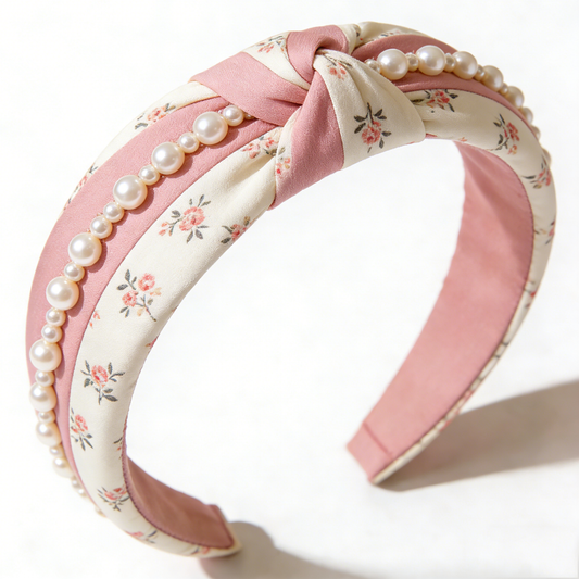 Floral Pearl Twisted Headband